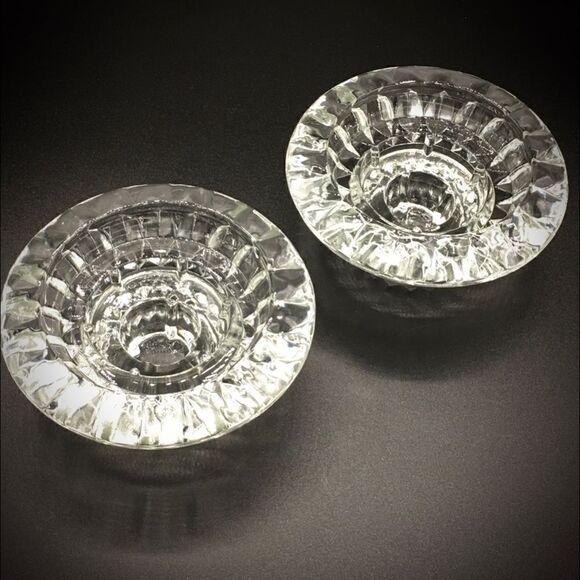 Vintage Faceted Round Crystal Taper Candle Holders - Picture 5 of 16